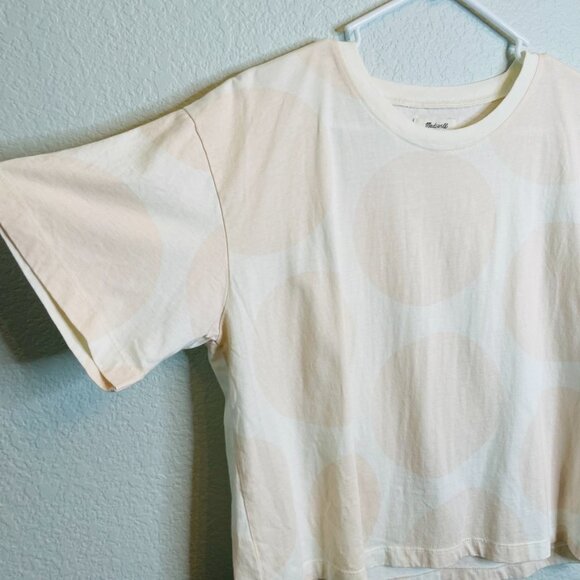Madewell Cream Pink Big Polka Dot Boxy Loose Relaxed Tshirt Tee | Large - Picture 2 of 5